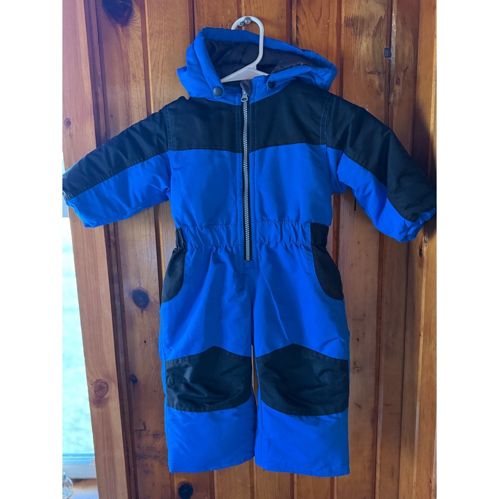 Iceburg Outerwear Infant size 12M Blue Black Insulated Hooded Snowsuit One Piece